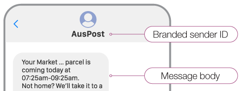 SMS Sender ID Register phone message screen example