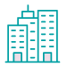 Graphic showing group of tall buildings in a city