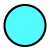 Teal circle with black outline