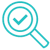 Icon image of magnifying glass with tick symbol