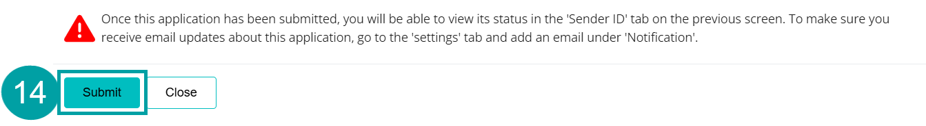 Screenshot of the Submit button numbered 14.