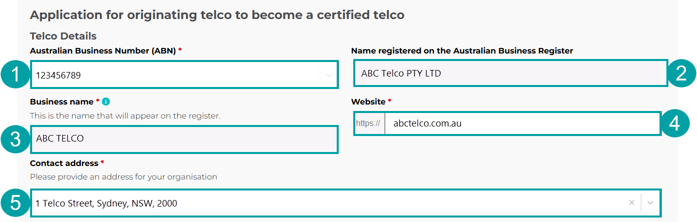 A screenshot of the Application requirements section of the form. The Upload document button is numbered 6.