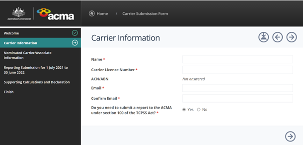 RBS portal: carrier information