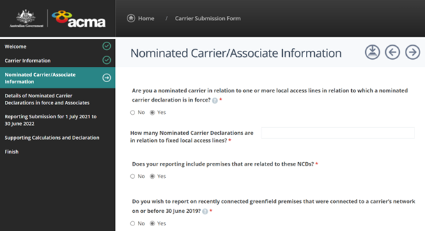 RBS portal: nominated carrier associate information 1