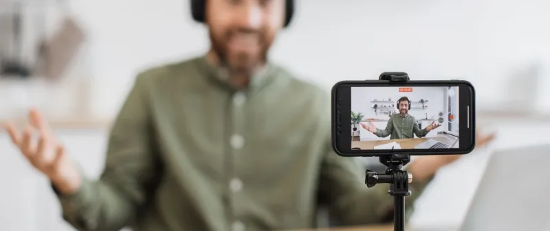 Decorative image - Male social influencer videoing content