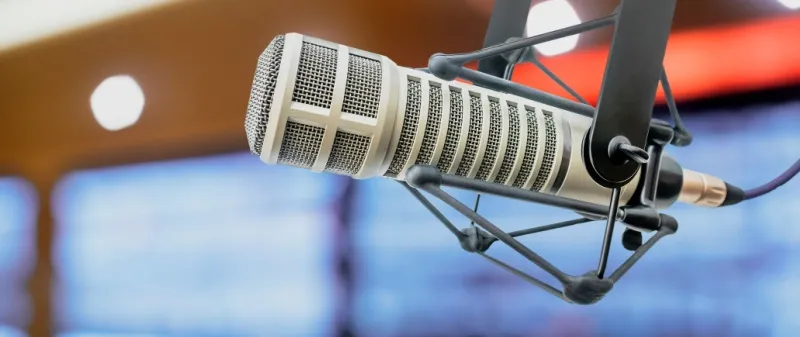 Decorative image - Side view of radio studio microphone