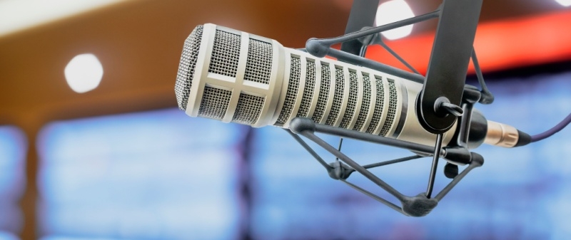 Decorative image - Side view of radio studio microphone