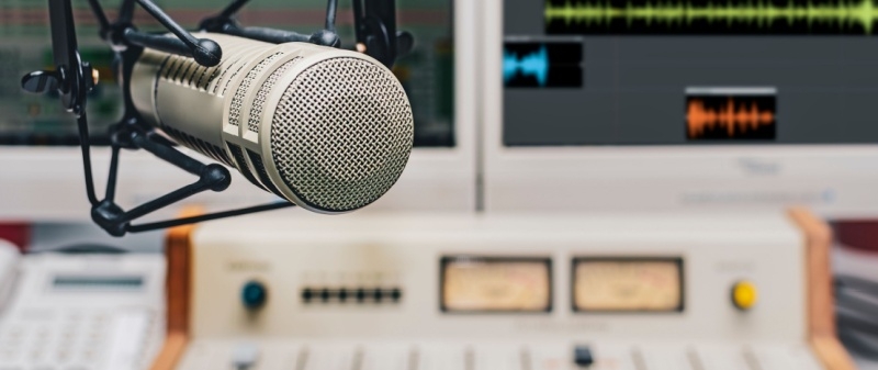 Decorative image - Radio studio with microphone and equipment