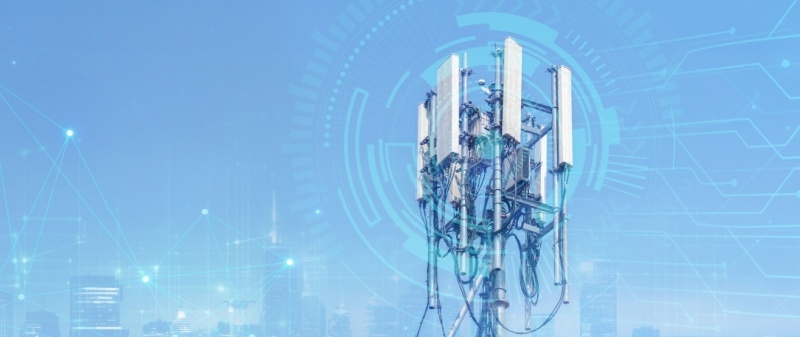 Decorative image - Telecommunications tower with spectrum illustration