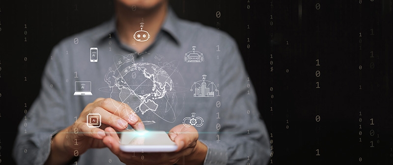 Person using ai on a mobile phone