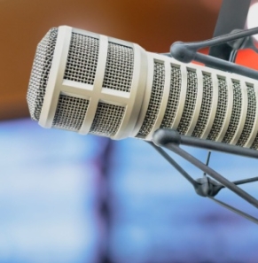 Decorative image - Side view of radio studio microphone