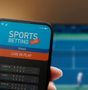 Decorative image - Person betting on phone during live tennis match