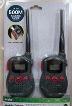 A pair of Walkie talkie's in a package