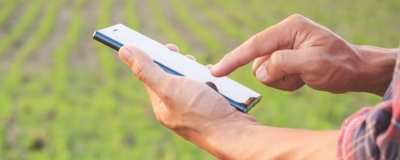 Decorative image - Man using mobile at farm
