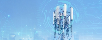 Decorative image - Telecommunications tower with spectrum illustration